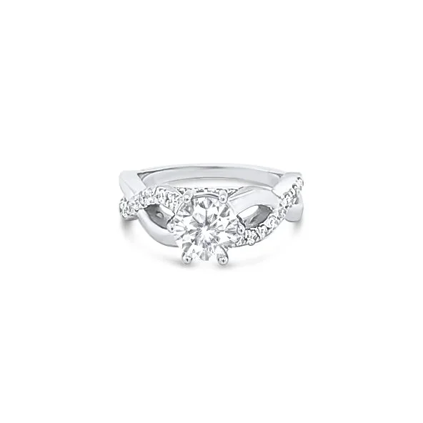 14K WHITE GOLD .36 CTW DIAMOND TWIST ENGAGEMENT RING SETTING