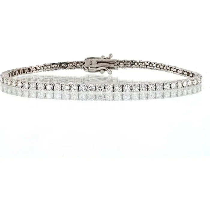 14K White Gold 4.28 Total Carat Weight Round-Cut Diamond Tennis Bracelet