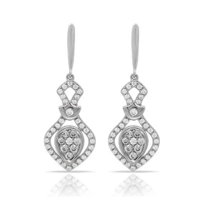 14K WHITE GOLD .43 CTW DIAMOND DOUBLE DIAMOND SHAPED EARRINGS