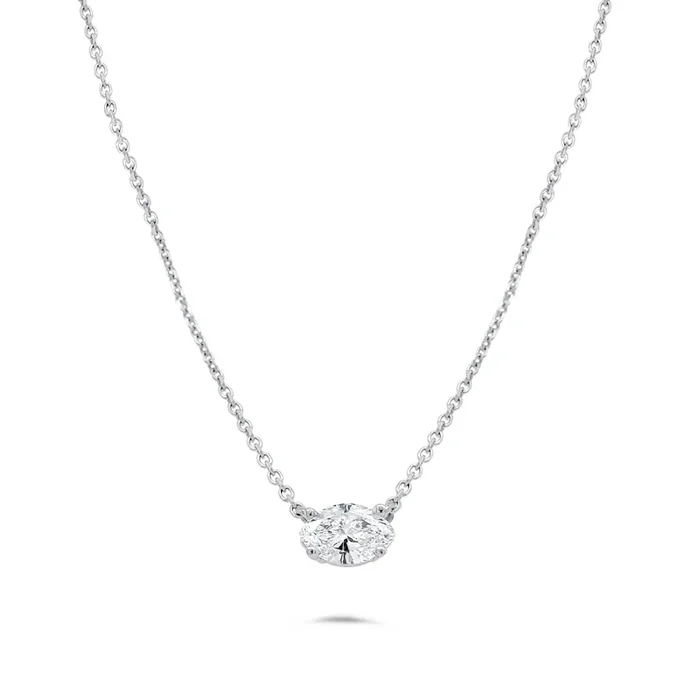 14K WHITE GOLD .47 CTW MARQUISE DIAMOND SOLITAIRE NECKLACE