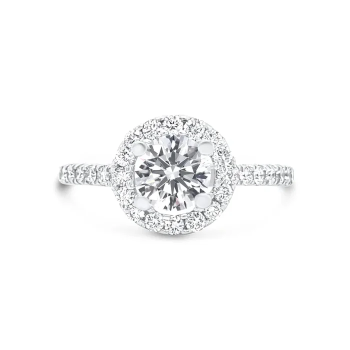 14K WHITE GOLD .49 CTW DIAMOND HALO ENGAGEMENT RING SETTING