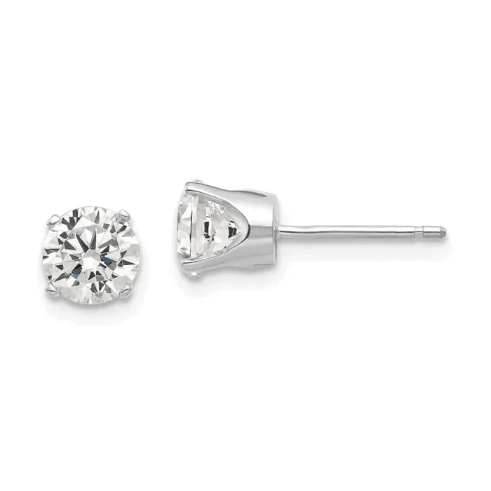 14k White Gold 5.5mm Round CZ Stud Earrings
