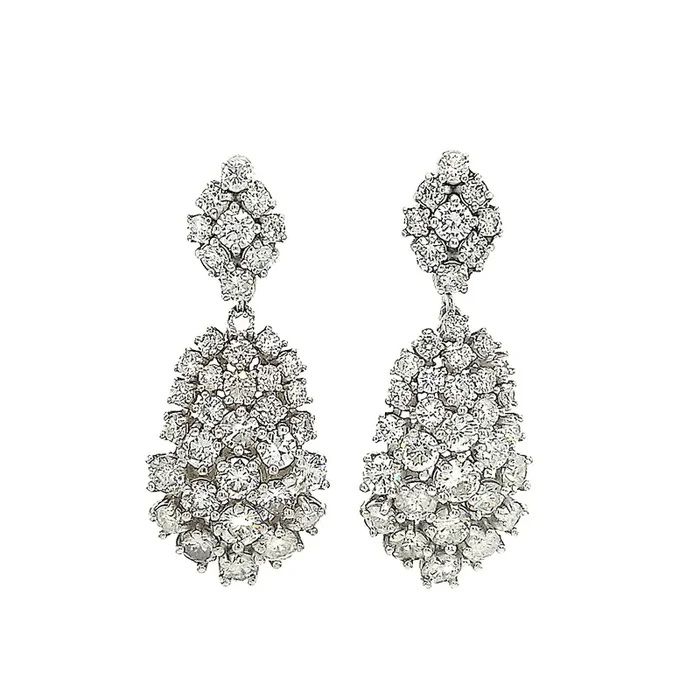 14K WHITE GOLD 5.80 CTW DIAMOND CLUSTER EARRINGS