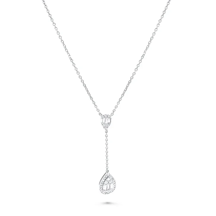 14K WHITE GOLD .50 CTW DIAMOND LARIAT NECKLACE