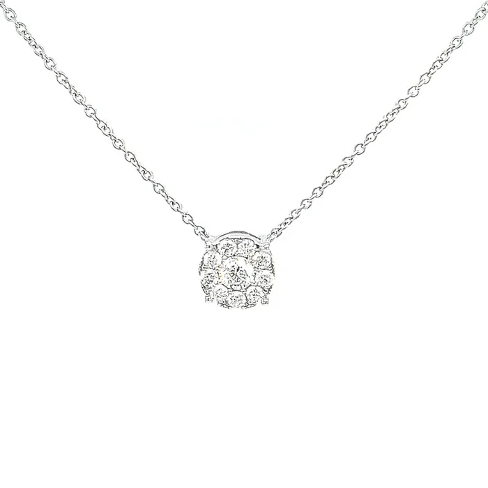 14K WHITE GOLD .51 CTW ROUND CLUSTER NECKLACE