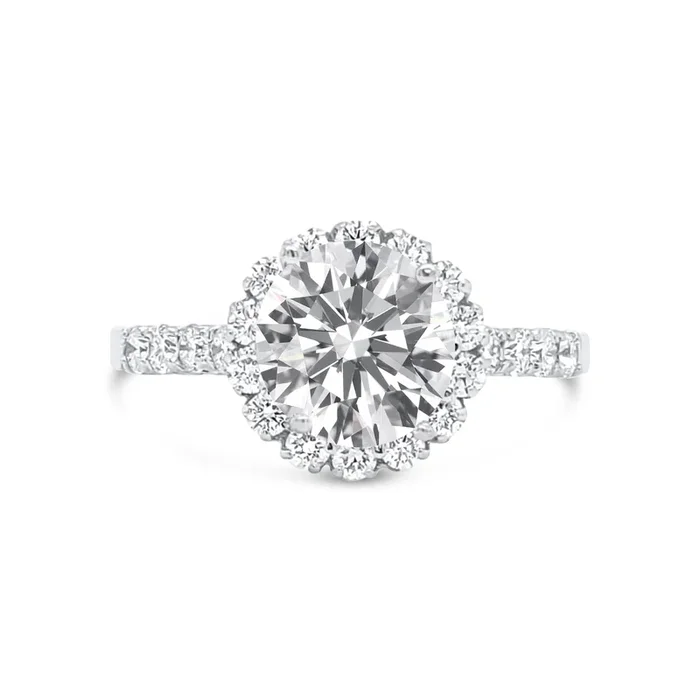 14K WHITE GOLD .53 CTW DIAMOND HALO ENGAGEMENT RING SETTING