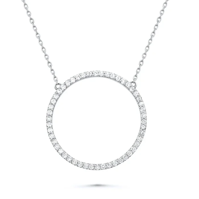 14K WHITE GOLD .55 CTW DIAMOND CIRCLE OF LIFE NECKLACE PENDANT