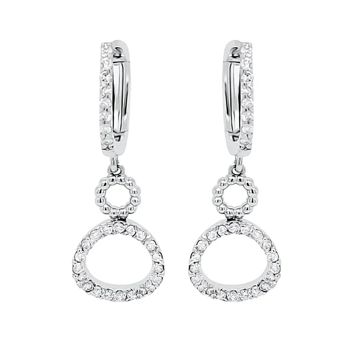 14K WHITE GOLD .55 CTW DIAMOND DANGLE EARRINGS