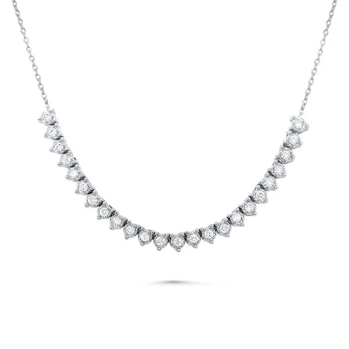 14K WHITE GOLD .65 CTW DIAMOND FLEXIBLE CURVED BAR NECKLACE