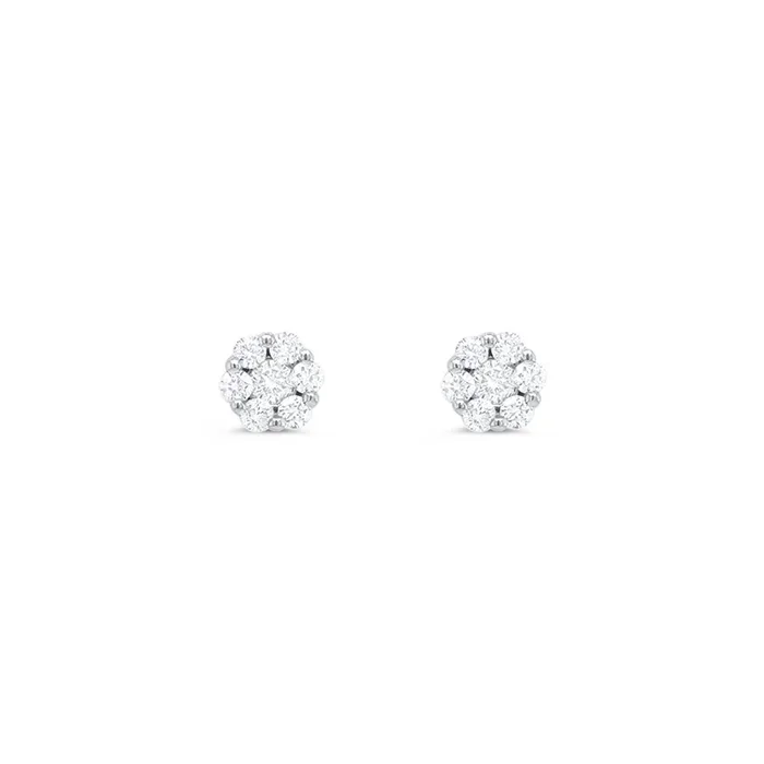 14K WHITE GOLD .75 CTW DIAMOND FLOWER STUD EARRINGS