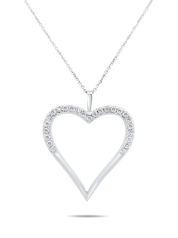 14K WHITE GOLD .81 CTW DIAMOND HEART PENDANT