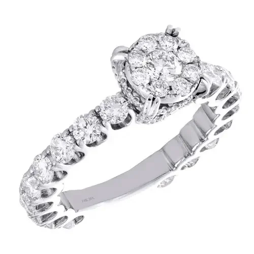 14K White Gold Cathedral Setting Diamond 3/4 Eternity Engagement Ring 2.20 TCW