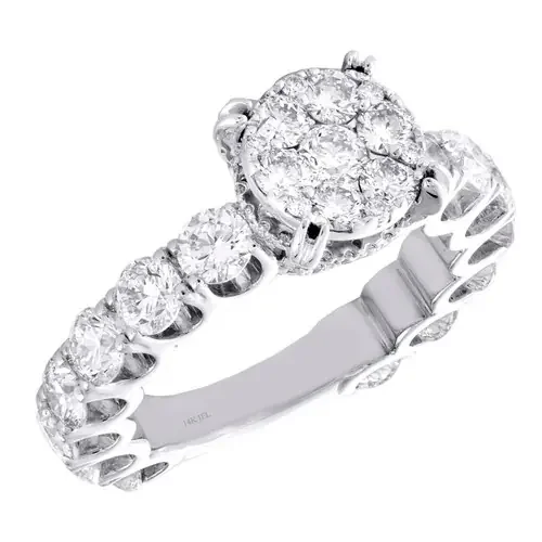14K White Gold Cathedral Setting Diamond 3/4 Eternity Engagement Ring 3.60 TCW