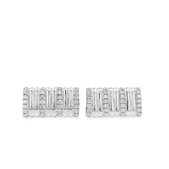 14K WHITE GOLD DIAMOND STRIPED CUFFLINKS – 0.73 CTW