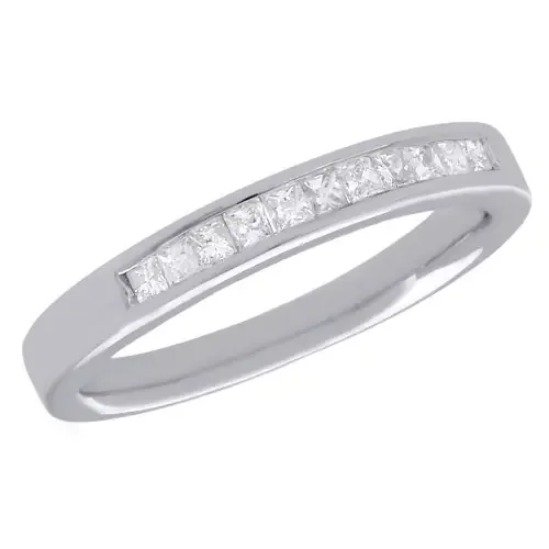 14K White Gold Princess Diamond Wedding Band Ladies Anniversary Ring 0.25 Ct.