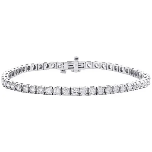14K White Gold Round Diamond 3.50mm Prong Set Tennis Bracelet 7.50″ 5.15 CT.