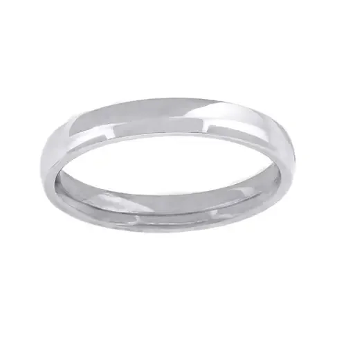 14K White Gold Unisex Solid Domed Comfort Fit 3mm Wedding Band Sizes 5 to 14