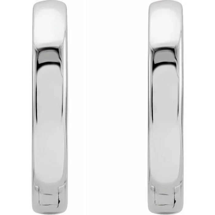 14K White Hinged 14 mm Hoop Earrings