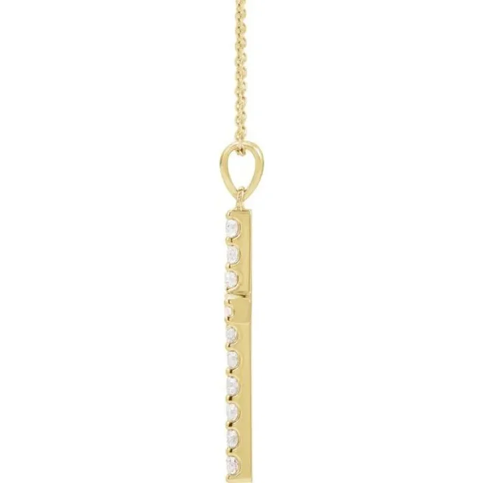 14K Yellow 1/10 CTW Lab-Grown Diamond Cross 18″ Necklace