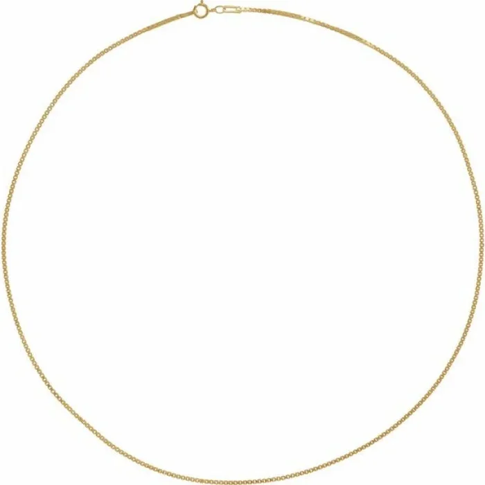 14K Yellow 1.3 mm Diamond-Cut Box 18″ Chain