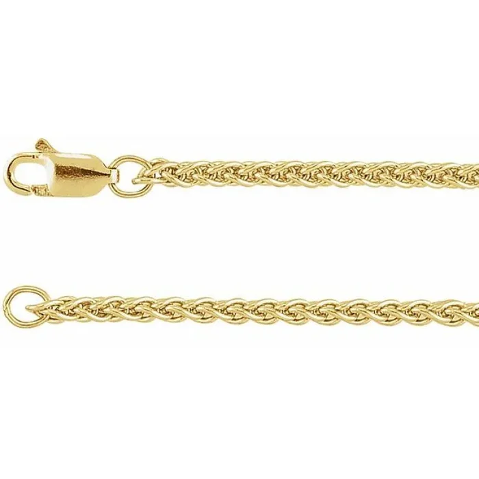 14K Yellow 2.4 mm Wheat 18″ Chain