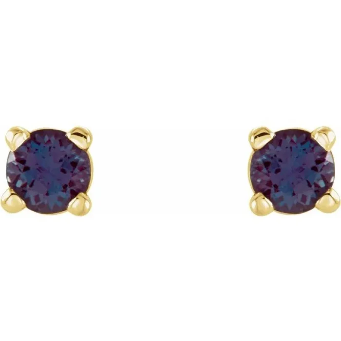14K Yellow 2.5 mm Lab-Grown Alexandrite Stud Earrings