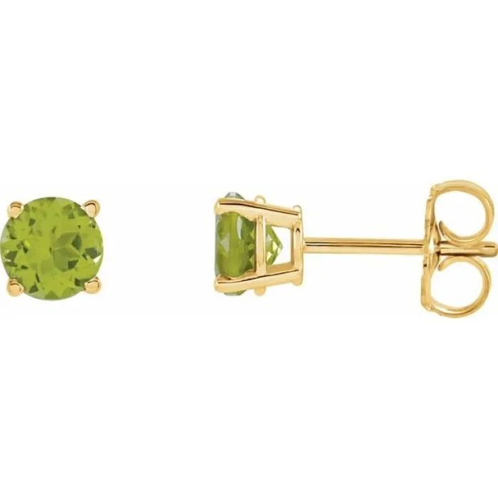 14K Yellow 5 mm Natural Peridot Stud Earrings