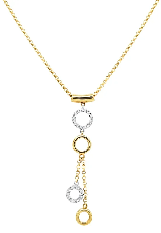 14K YELLOW AND WHITE GOLD DIAMOND DROP STATION PENDANT
