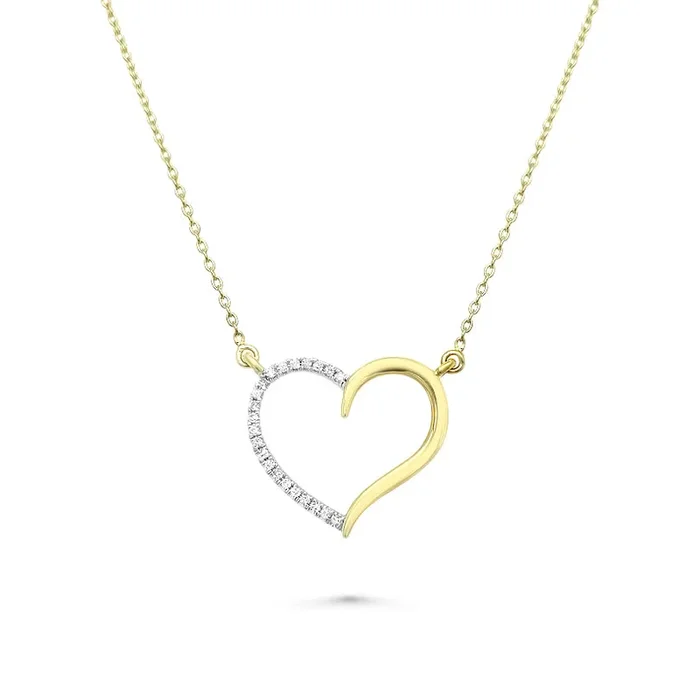 14K YELLOW GOLD .08 CTW DIAMOND HEART NECKLACE
