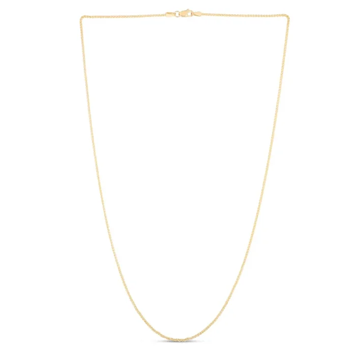 14K Yellow Gold 1.2mm Round Wheat 16 Chain with Lobster Lock