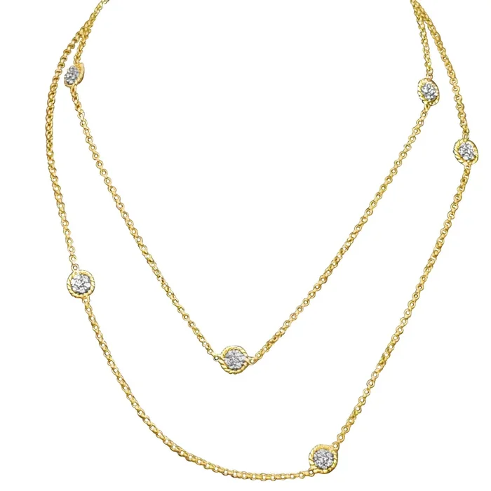 14K YELLOW GOLD 2.62 CTW DIAMOND CLUSTER BY THE YARD NECKLACE