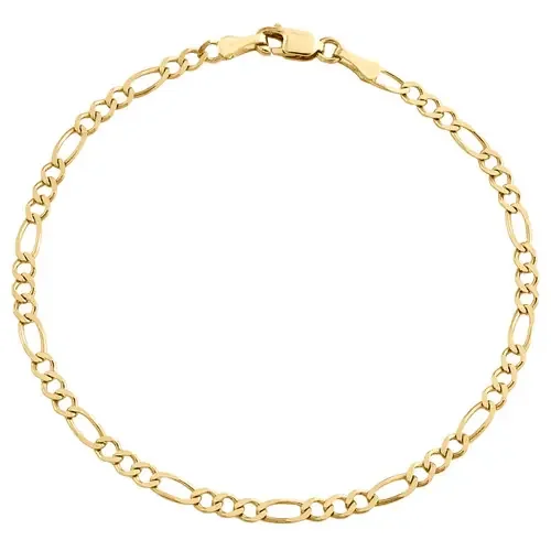 14K Yellow Gold 2.80mm Solid Plain Figaro Link Bracelet Lobster Clasp 7 – 9 Inch
