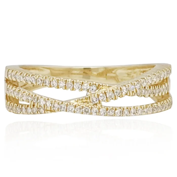 14K YELLOW GOLD .27 CTW DIAMOND CROSSOVER RING