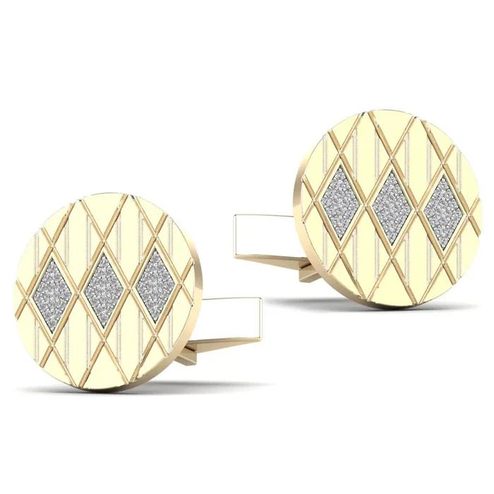 14K YELLOW GOLD .28 CTW DIAMOND CIRCLE CUFFLINKS