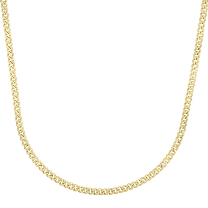 14K Yellow Gold 3.65mm Light Gourmette (Baby Cuban) 22 Chain with Lobster Clasp