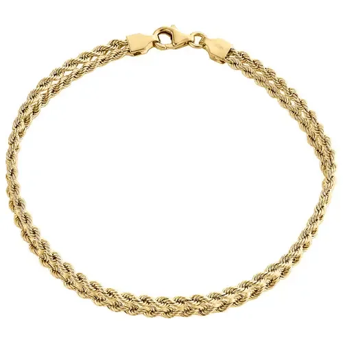 14K Yellow Gold 4.25mm Fancy Statement Double Rope Link Italian Bracelet 7.50″