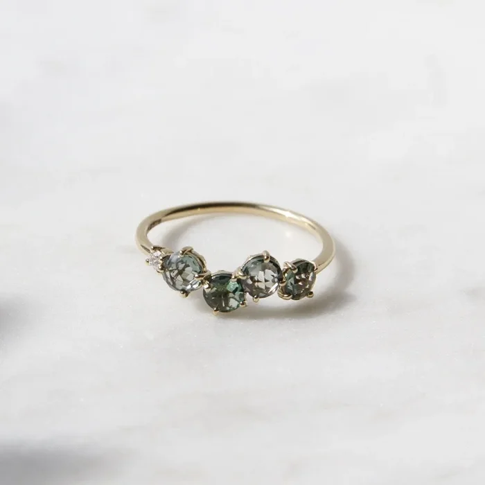 14k Yellow Gold 4mm Round Green Envy Topaz Ring