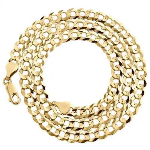 14K Yellow Gold 5.50mm Solid Plain Curb Cuban Chain Link Necklace 18 – 30 Inches