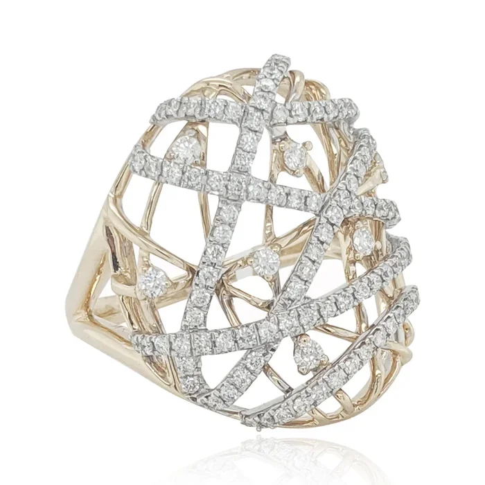 14K YELLOW GOLD .64 CTW DIAMOND INTERLOCKING RING