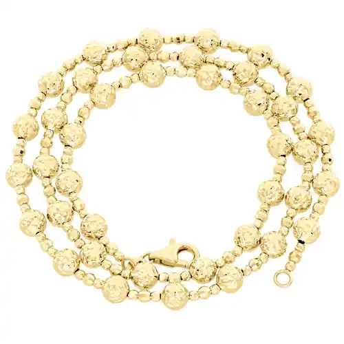 14K Yellow Gold 6mm Candy / Moon Cut Italian Bead Chain Fancy Necklace 18 Inches