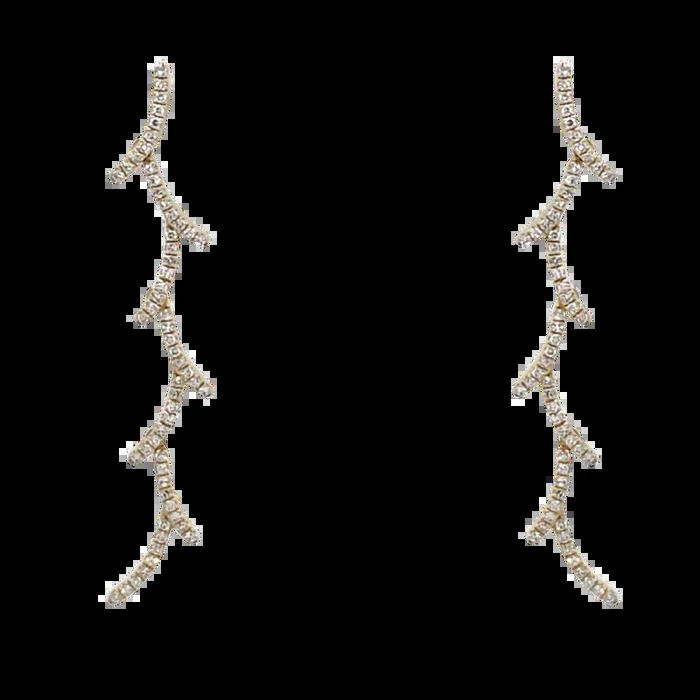 14K YELLOW GOLD .75 CTW DIAMOND LONG BRANCH-LIKE EARRINGS