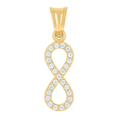 14K Yellow Gold CZ Women‘s 0.85″ Love Charm Vertical Infinity Symbol Pendant