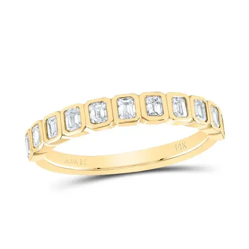 14K Yellow Gold Emerald Cut Diamond Octagon Anniversary Wedding Band Ring 5/8 CT