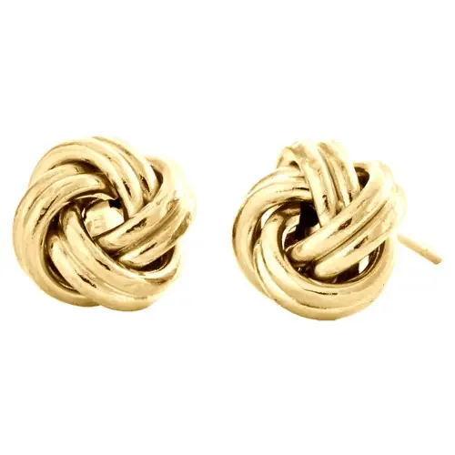 14K Yellow Gold Fancy Statement Love Knot Earrings Polished 8.50mm Italian Studs