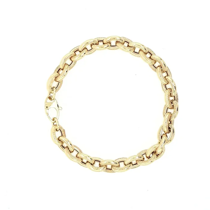 14K YELLOW GOLD ITALIAN OVAL CHAIN LINK BRACELET
