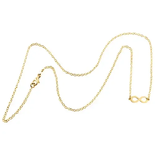 14K Yellow Gold Italian Statement Infinity Love Forever Rolo Chain Necklace 18″