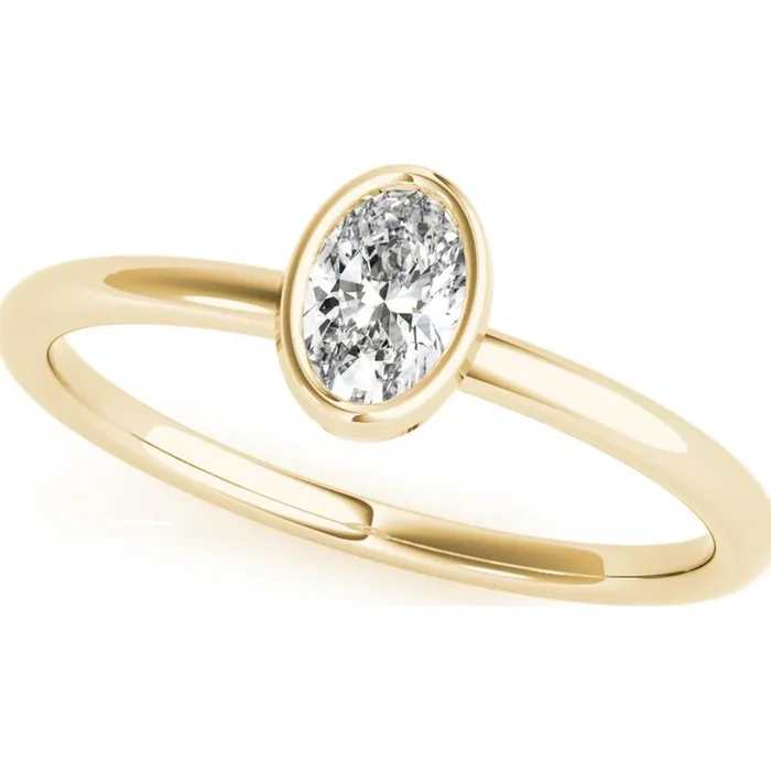 14K Yellow Gold Lab Diamond Oval Solitaire Stackable Ring – 0.25 Carats Total Diamond Weight – Size 7 by Robinson’s Jewelers