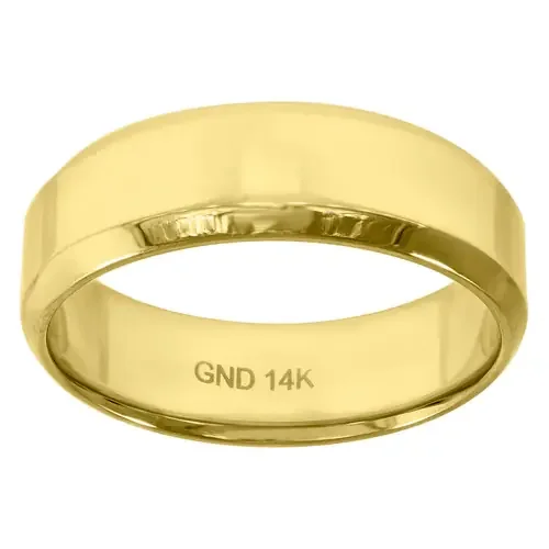 14K Yellow Gold Men‘s High Polished & Beveled Edge 6.5mm Wedding Band Sz 7 – 12