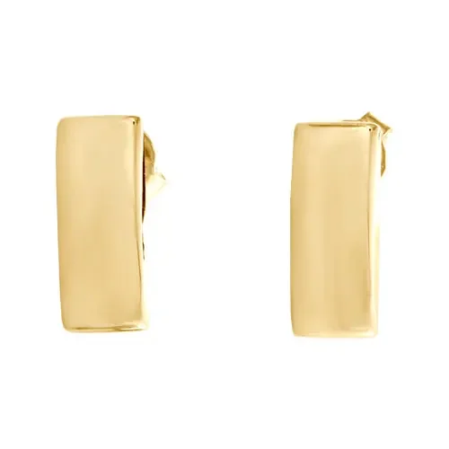 14K Yellow Gold Polished Dome Fancy Post Bar Italian Earrings Statement Studs