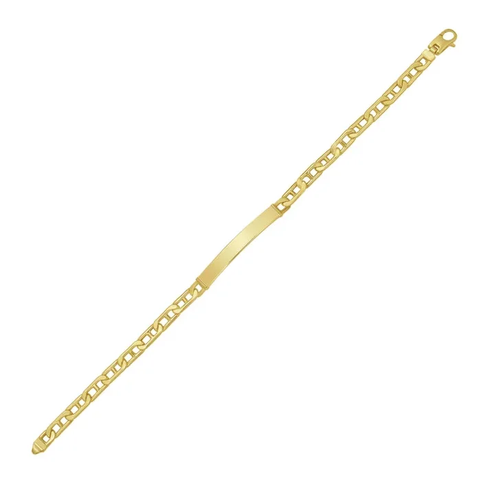 14K Yellow Gold Polished Men’s Mariner ID Bracelet with Lobster Clasp